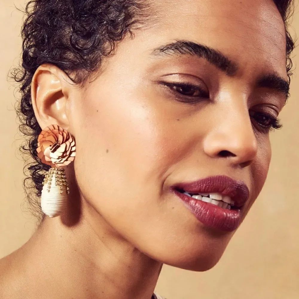 Lizzie Fortunato Le Pavilion Sequin & Crystal Embellished Flower Drop Earrings — image 2 of 8